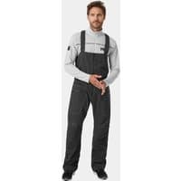 Grey Helly Hansen men's sailing salopette with adjustable black straps, reinforced knees, and zippered pockets, size 2XL.
