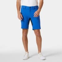 Blue Helly Hansen men's deck shorts with belt loops, zip fly, and side pockets.