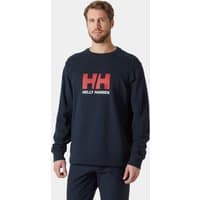 Navy Helly Hansen men's crew sweatshirt, large, with red and white logo on chest.