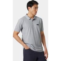 Grey Helly Hansen men's polo shirt, short-sleeved, with a small HH logo on the chest.