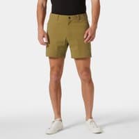 Brown Helly Hansen men's shorts, 6” length, 2XL, with front pockets and button closure.