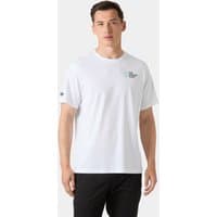 White Helly Hansen men's T-shirt with The Ocean Race logo on chest, short sleeves, and crew neck.