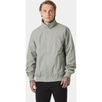 Grey Helly Hansen men's Vika jacket, size 2XL, with high collar, zip front, and elastic cuffs.