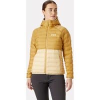 Yellow Helly Hansen women’s hooded insulator jacket with quilted design and contrasting light beige lower section.