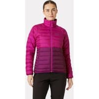 Purple Helly Hansen women’s Banff insulator jacket, XS, with quilted design and high collar.