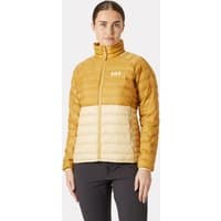 Yellow Helly Hansen women’s Banff insulator jacket, quilted design, high collar, contrasting beige lower section, size XL.