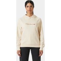 White Helly Hansen women’s hoodie, small, with front logo, drawstring hood, and kangaroo pocket.