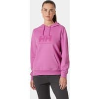 Pink Helly Hansen women’s hoodie with HH logo on chest, drawstring hood, and ribbed cuffs, size XS.