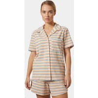 White Helly Hansen women's towelling shirt, short-sleeved, button-up, with a relaxed fit and small collar, size S.