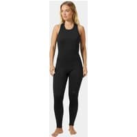 Black Helly Hansen Women’s Waterwear Salopette 3/2, sleeveless wetsuit with fitted design, medium size.