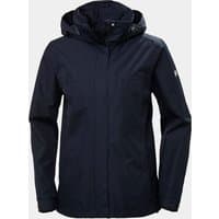 Navy Helly Hansen women's rain jacket, hooded, front zipper, long sleeves, size 4XL, sleek and versatile design.