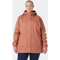 Beige Helly Hansen women's Aden Plus jacket, 2X, with hood, front zipper, and two side pockets.
