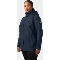 Navy Helly Hansen women's jacket, hooded, zippered front, long sleeves, logo on sleeve, size 2X.
