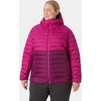 Purple Helly Hansen women's hooded insulator jacket, quilted design, full zip, size 2X, with two-tone color.