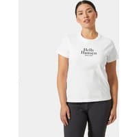 White Helly Hansen women's T-shirt with black logo on chest, short sleeves, crew neck, size XL.