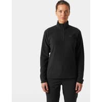 Black Helly Hansen women's fleece with 1/2 zip, high collar, and long sleeves, size XS.