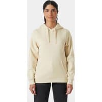 White Helly Hansen women's hoodie, medium size, with drawstring hood and ribbed cuffs.