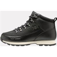 Black Helly Hansen women's winter boots with lace-up front, padded collar, and rugged sole, size 6.5.