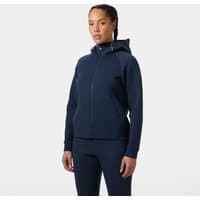 Navy Helly Hansen women's sailing jacket, full-zip, hooded, with XS fit and sleek design.