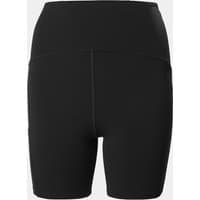 Grey Helly Hansen women's short leggings, high-waisted, seamless design, size XS, with subtle logo on the side.