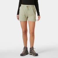 Green Helly Hansen women's shorts with drawstring waist, lightweight fabric, and relaxed fit, size S.