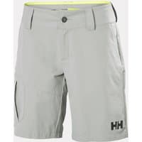 Grey Helly Hansen women's quick dry cargo shorts with button closure, side pockets, and HH logo on the leg.