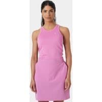 Pink Helly Hansen women's singlet, sleeveless with racerback design, medium size, subtle logo on chest.