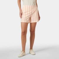 Orange Helly Hansen Women's Thalia Shorts 2.0, XS, with vertical stripes, tailored fit, and side pockets.