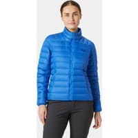 Blue Helly Hansen women's Verglas Down Jacket 2.0, quilted design, high collar, front zipper, size XL.