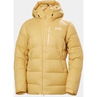 Beige Helly Hansen women's down jacket, hooded, with front zipper and chest pocket, size XS.