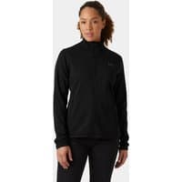 Black Helly Hansen women's fleece jacket, full zip, high collar, long sleeves, size XL.