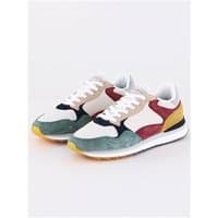 Hoff Mens Montreal Trainers, multi-color with white, red, green, and yellow panels, lace-up design, size 7.
