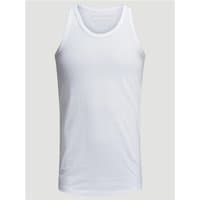 White Jack & Jones tank top, medium size, sleeveless with round neckline, simple and plain design.