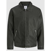 Black Jack & Jones Casablanca PU jacket, large size, with front zipper, two zippered pockets, and a classic collar.