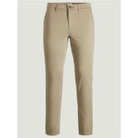 Brown/beige Jack & Jones Marco Jjbowie slim fit chinos, 30L, with button closure and side pockets.