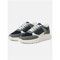 Jack & Jones Waspire PU Runner sneakers, navy and grey with white accents, lace-up design, size 43.