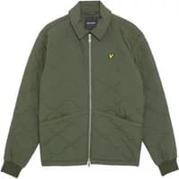 Olive green Lyle & Scott Ripstop jacket with quilted pattern, zip closure, and yellow logo on chest.