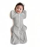 Grey Love To Dream Swaddle UP, snug fit, small size, with double zip and winged design for baby sleep, 1.0 Tog.