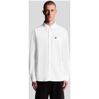 White Lyle & Scott men's cotton Oxford shirt, long sleeves, button-down collar, embroidered logo on chest.