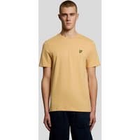 Orange Lyle & Scott men's fine cotton slub T-shirt with crew neck and embroidered logo on chest.