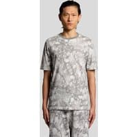 Grey Lyle & Scott men's T-shirt with industrial graphic print, short sleeves, and crew neck.
