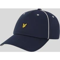 Navy Lyle & Scott men's cap with white piping and yellow eagle logo on front.