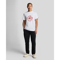 Jet black Lyle & Scott men's straight leg chinos with side pockets, button closure, and belt loops.