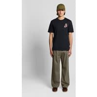 Green pleated trousers by Lyle & Scott, featuring a washed look, wide legs, and a relaxed fit.