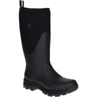 Black Muck Boots Outpost Mens Tall Boots, UK 12, with rugged sole and pull tab on the back.