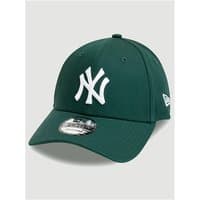 Dark green New Era 9forty adjustable cap with white NY logo and curved brim.