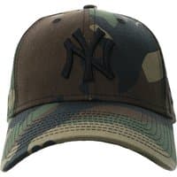 Camo New Era NY Yankees 9forty cap with black logo and curved brim.