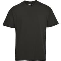 Black Portwest Turin Premium T-Shirt, size M, with short sleeves and crew neck.