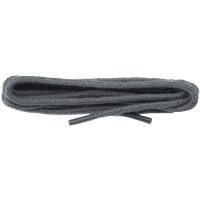 Grey Shoestring laces, 120 cm, flat and neatly coiled, with a smooth texture and subtle sheen.