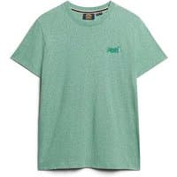 Green Superdry Vintage Logo Tee, XL, with small logo on chest, crew neck, short sleeves, heathered texture.